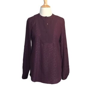ATTENTION Women's XSmall Maroon Long Sleeve Button Up Blouse Professional Office